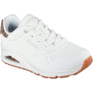 Skechers Uno Jungle Nite Trainers White Durabuck / Leopard Printed Suede / Mesh Trim UK 3 Women Skechers Uno Jungle Nite Trainers White Durabuck / Leopard Printed Suede / Mesh Trim UK 3 Women