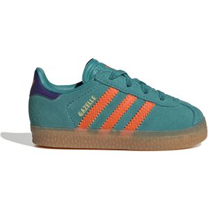 adidas Originals Gazelle Comfort Closure Elastic Laces Infant Trainers Pure Teal / Impact Orange / Collegiate Purple UK 3K Boys,Girls