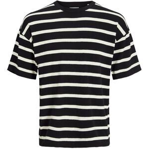 Jack & Jones Emil Knit Short Sleeve T-shirt Black / Stripes W Cloud Dancer L Men