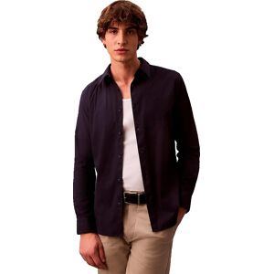 Calvin Klein Solid Stretch Slim Fit Long Sleeve Shirt Dark Sapphire S Men