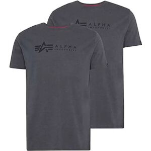 Alpha Industries Label 2 Pack Short Sleeve T-shirt Greyblack / Black 3XL Men Alpha Industries Label 2 Pack Short Sleeve T-shirt Greyblack / Black 3XL Men