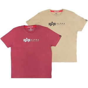 Alpha Industries Label 2 Pack Short Sleeve T-shirt Olive / Burgundy L Men Alpha Industries Label 2 Pack Short Sleeve T-shirt Olive / Burgundy L Men