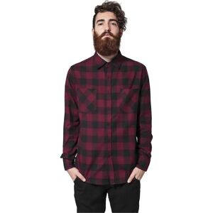 Urban Classics Basic Flannel Long Sleeve Shirt Black / Bordeaux S Men Urban Classics Basic Flannel Long Sleeve Shirt Black / Bordeaux S Men