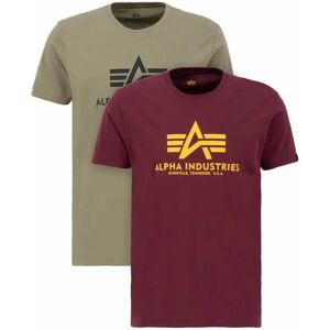 Alpha Industries Basic Short Sleeve T-shirt 2 Units Olive / Burgundy XL Men Alpha Industries Basic Short Sleeve T-shirt 2 Units Olive / Burgundy XL Men