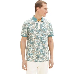 Tom Tailor Allover Printed 1037131 Short Sleeve Polo Offwhite Green Big Leaf Design L Men Tom Tailor Allover Printed 1037131 Short Sleeve Polo Offwhite Green Big Leaf Design L Men