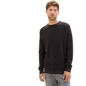 Tom Tailor 1038612 Structured Knit Sweater Black Grey Melange 2XL Men Tom Tailor 1038612 Structured Knit Sweater Black Grey Melange 2XL Men