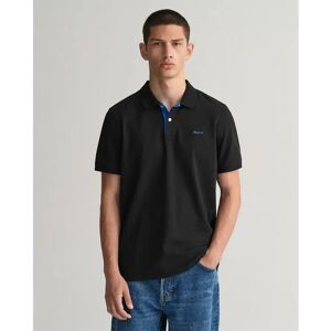 Gant Reg Contrast Rugger Short Sleeve Polo Black S Men Gant Reg Contrast Rugger Short Sleeve Polo Black S Men