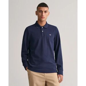 Gant Reg Shield Rugger Long Sleeve Polo Evening Blue L Men Gant Reg Shield Rugger Long Sleeve Polo Evening Blue L Men