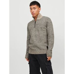 Jack & Jones Space Half Zip Sweater Peyote / Pattern W Black Neps S Men Jack & Jones Space Half Zip Sweater Peyote / Pattern W Black Neps S Men