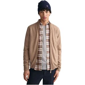 Gant Superfine Lambswool Full Zip Sweater Dark Sand Melange 2XL Men Gant Superfine Lambswool Full Zip Sweater Dark Sand Melange 2XL Men