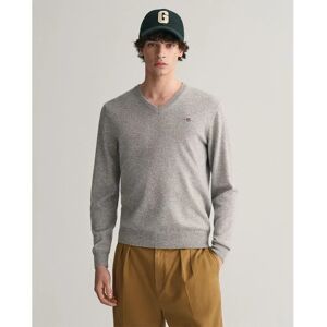 Gant Superfine Lambswool V Neck Sweater Grey Melange XL Men Gant Superfine Lambswool V Neck Sweater Grey Melange XL Men