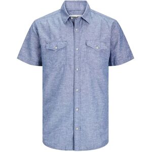 Jack & Jones Sheridan Linen Blend Short Sleeve Shirt Faded Denim M Men Jack & Jones Sheridan Linen Blend Short Sleeve Shirt Faded Denim M Men