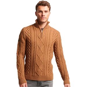 Superdry Vintage Jacob Henley Half Zip Sweater Classic Brown Camel 2XL Men Superdry Vintage Jacob Henley Half Zip Sweater Classic Brown Camel 2XL Men