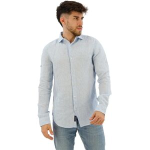 Superdry Studios Casual Linen Long Sleeve Shirt Seafoam Blue Stripe XL Men Superdry Studios Casual Linen Long Sleeve Shirt Seafoam Blue Stripe XL Men