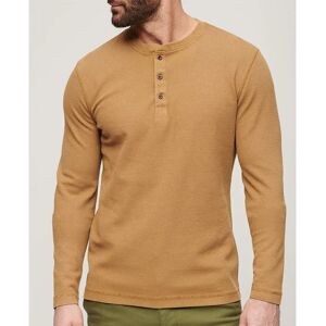 Superdry Waffle Henley Long Sleeve T-shirt Classic Brown Camel 2XL Men Superdry Waffle Henley Long Sleeve T-shirt Classic Brown Camel 2XL Men