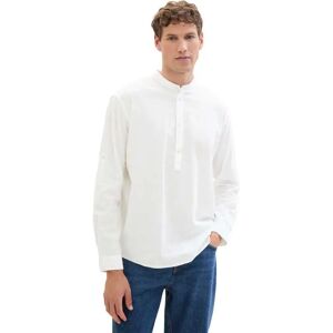 Tom Tailor 1040158 Relaxed Cotton Linen Long Sleeve Shirt White M Men Tom Tailor 1040158 Relaxed Cotton Linen Long Sleeve Shirt White M Men