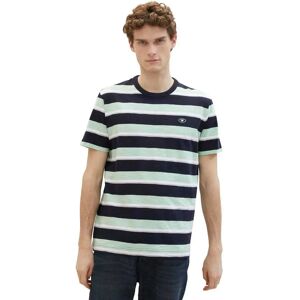 Tom Tailor Striped Short Sleeve T-shirt Navy Mint Multi Bold Stripe S Men Tom Tailor Striped Short Sleeve T-shirt Navy Mint Multi Bold Stripe S Men