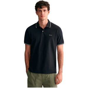 Gant Tipped Piqué Short Sleeve Polo Black S Men Gant Tipped Piqué Short Sleeve Polo Black S Men