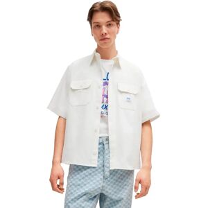 Hugo Boss Ekyno 10260730 Blue Short Sleeve Shirt Open White M Men Hugo Boss Ekyno 10260730 Blue Short Sleeve Shirt Open White M Men