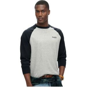 Superdry Essential Logo Baseball 3/4 Sleeve T-shirt Grey Fleck Marl / Eclipse Navy 2XL Men Superdry Essential Logo Baseball 3/4 Sleeve T-shirt Grey Fleck Marl / Eclipse Navy 2XL Men