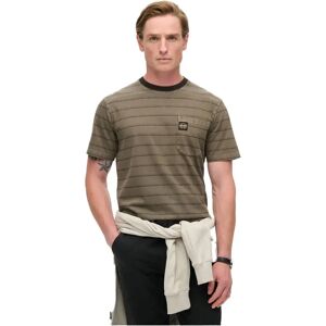 Superdry Textured Stripe Pocket Short Sleeve T-shirt Washed Morel Brown Stripe 2XL Men Superdry Textured Stripe Pocket Short Sleeve T-shirt Washed Morel Brown Stripe 2XL Men