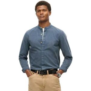 Superdry Merchant Indigo Grandad Long Sleeve Shirt Indigo Gingham XL Men Superdry Merchant Indigo Grandad Long Sleeve Shirt Indigo Gingham XL Men