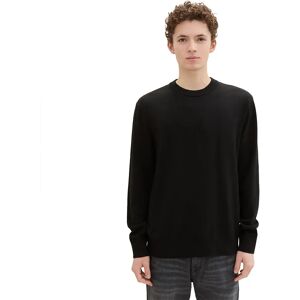 Tom Tailor Basic Crewneck Knit Sweater Black 2XL Men Tom Tailor Basic Crewneck Knit Sweater Black 2XL Men