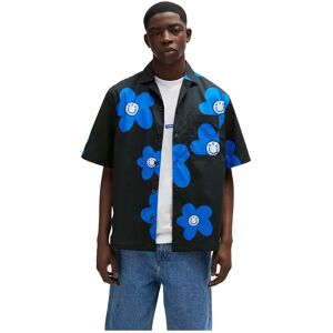 Hugo Boss Eligino 01 Blue Short Sleeve Shirt Black AOP Flower M Men Hugo Boss Eligino 01 Blue Short Sleeve Shirt Black AOP Flower M Men