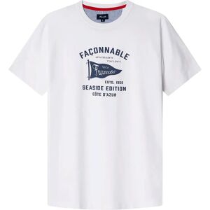 FaÇonnable Flag Front Print Short Sleeve T-shirt White 2XL Men FaÇonnable Flag Front Print Short Sleeve T-shirt White 2XL Men