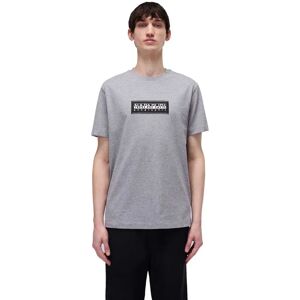 Napapijri Box Logo Short Sleeve T-shirt Med Grey Mel 3XL Men Napapijri Box Logo Short Sleeve T-shirt Med Grey Mel 3XL Men