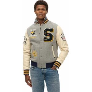 Superdry College Patched Bomber Jacket Grey Marl 2XL Men Superdry College Patched Bomber Jacket Grey Marl 2XL Men