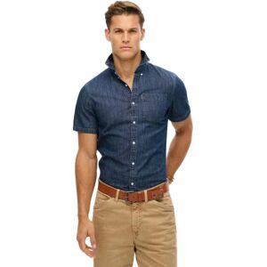Superdry Essential Denim Short Sleeve Shirt Rinse Wash 2XL Men Superdry Essential Denim Short Sleeve Shirt Rinse Wash 2XL Men