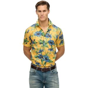 Superdry Hawaiian Print Short Sleeve Shirt Hawaiian Yellow 2XL Men Superdry Hawaiian Print Short Sleeve Shirt Hawaiian Yellow 2XL Men