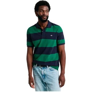 Gant Block Stripe Short Sleeve Polo Deep Green S Men Gant Block Stripe Short Sleeve Polo Deep Green S Men