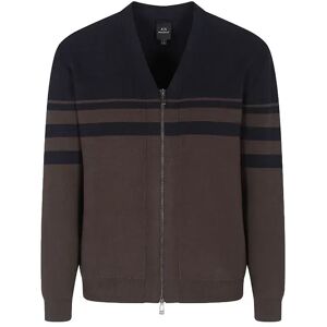 Armani Exchange Xm001333_af16918 Full Zip Sweater Deep Navy / Chocolate M Men Armani Exchange Xm001333_af16918 Full Zip Sweater Deep Navy / Chocolate M Men
