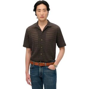 Superdry Knitted Texture Short Sleeve Shirt Carbon Black Crochet XL Men Superdry Knitted Texture Short Sleeve Shirt Carbon Black Crochet XL Men