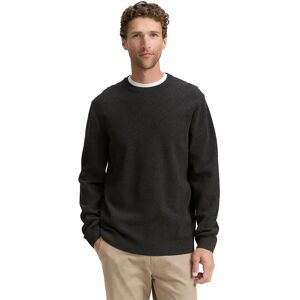 Tom Tailor 1047570 Structured Crewneck Knit Sweater Black Grey Melange XL Men Tom Tailor 1047570 Structured Crewneck Knit Sweater Black Grey Melange XL Men