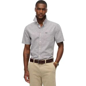 Superdry City Cotton Linen Short Sleeve Shirt Ash Grey Chambray M Men Superdry City Cotton Linen Short Sleeve Shirt Ash Grey Chambray M Men