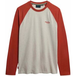Superdry Essential Baseball Long Sleeve T-shirt Oat Marl / Americana Orange Marl 2XL Men Superdry Essential Baseball Long Sleeve T-shirt Oat Marl / Americana Orange Marl 2XL Men