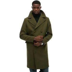 Superdry Merchant Wool Blend Long Coat Olive Night Green 2XL Men Superdry Merchant Wool Blend Long Coat Olive Night Green 2XL Men