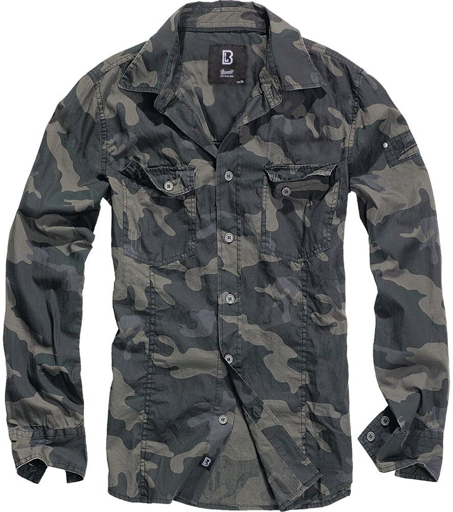 Brandit Slim Long Sleeve Shirt Dark Camo M Men