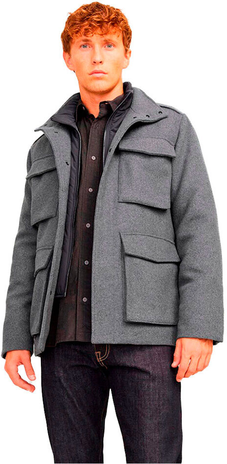 Jack & Jones Alex Wool Blend Field Jacket Grey Melange L Men