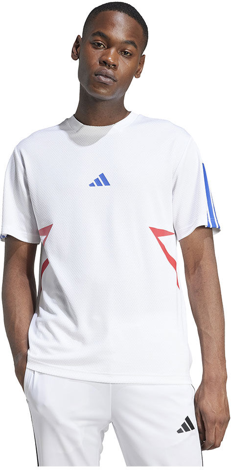 adidas House Of Tiro Colourblock Short Sleeve T-shirt White / Pure Ruby / Semi Lucid Blue XL Men