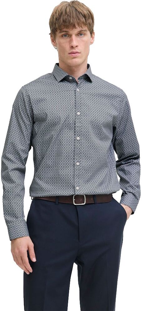 Jack & Jones Ckpool Stretch Fit Long Sleeve Shirt Navy Blazer M Men