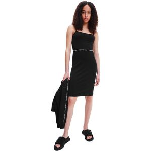 Calvin Klein Jeans Logo Tape Strappy Dress Ck Black L Women
