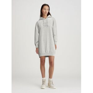 Calvin Klein Jeans Chenille Monologo Long Sleeve Midi Dress Ivory Grey Heather M Women