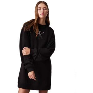 Calvin Klein Embroidered Monologo Long Sleeve Short Dress Ck Black M Women