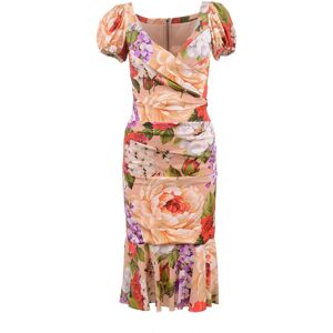 Dolce & Gabbana 746242 Short Sleeve Midi Dress Beige 48 Women