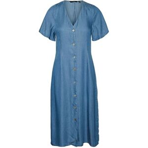 Vero Moda Liliana Calf Short Sleeve Long Dress Medium Blue Denim / Pattern Dots XS Women Vero Moda Liliana Calf Short Sleeve Long Dress Medium Blue Denim / Pattern Dots XS Women