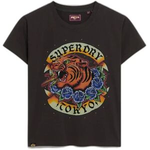 Superdry Tattoo Rhinestone Fitted Short Sleeve T-shirt Carbon Black XS Women Superdry Tattoo Rhinestone Fitted Short Sleeve T-shirt Carbon Black XS Women